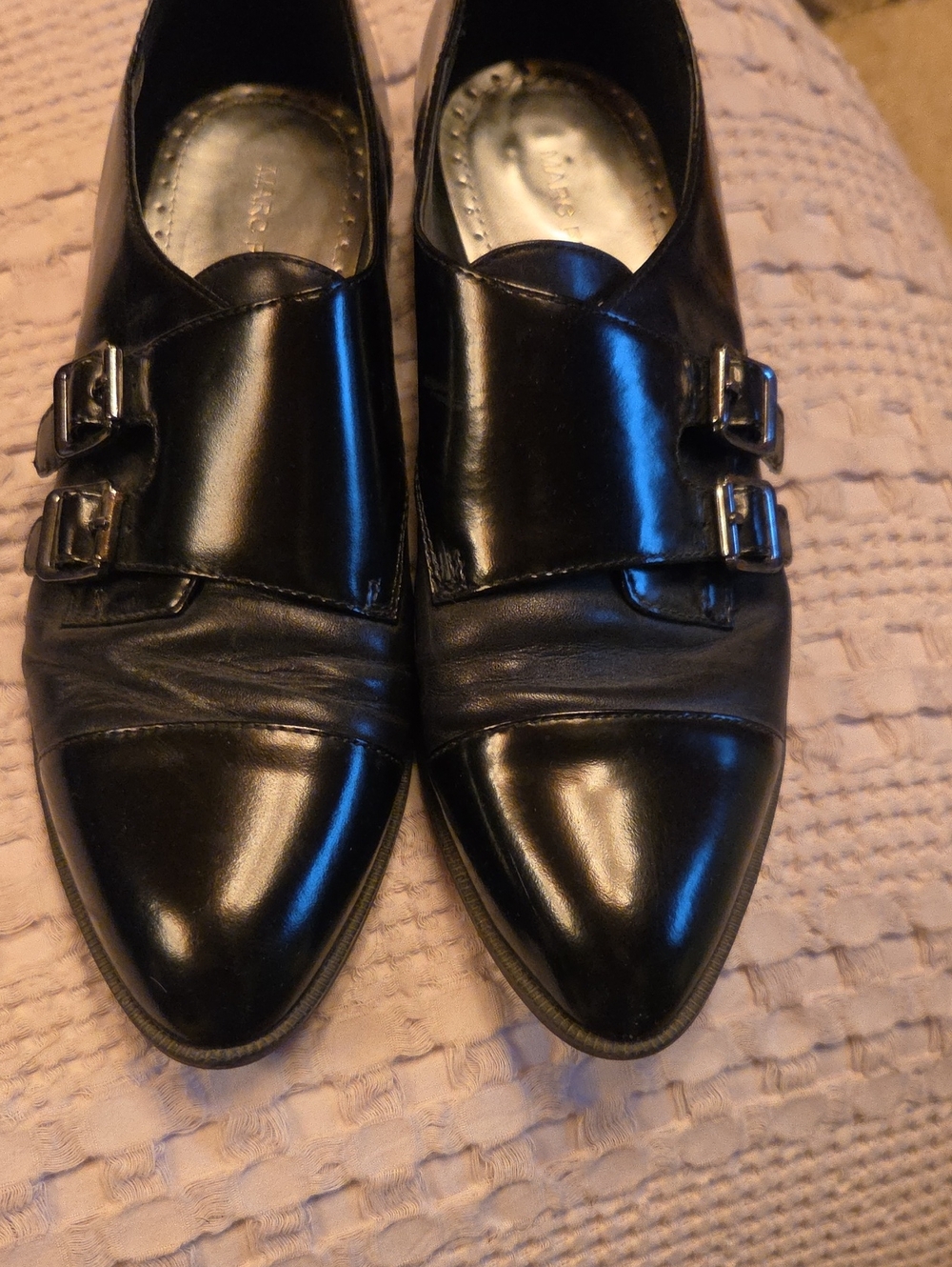 Black Double Monk Strap Loafer Shoes Size 8.5